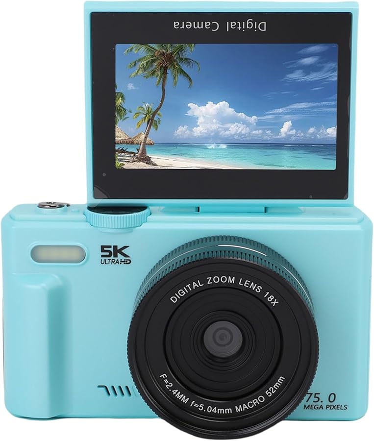 Vbestlife 5K Digital Camera 75MP WiFi Vlog Camera…