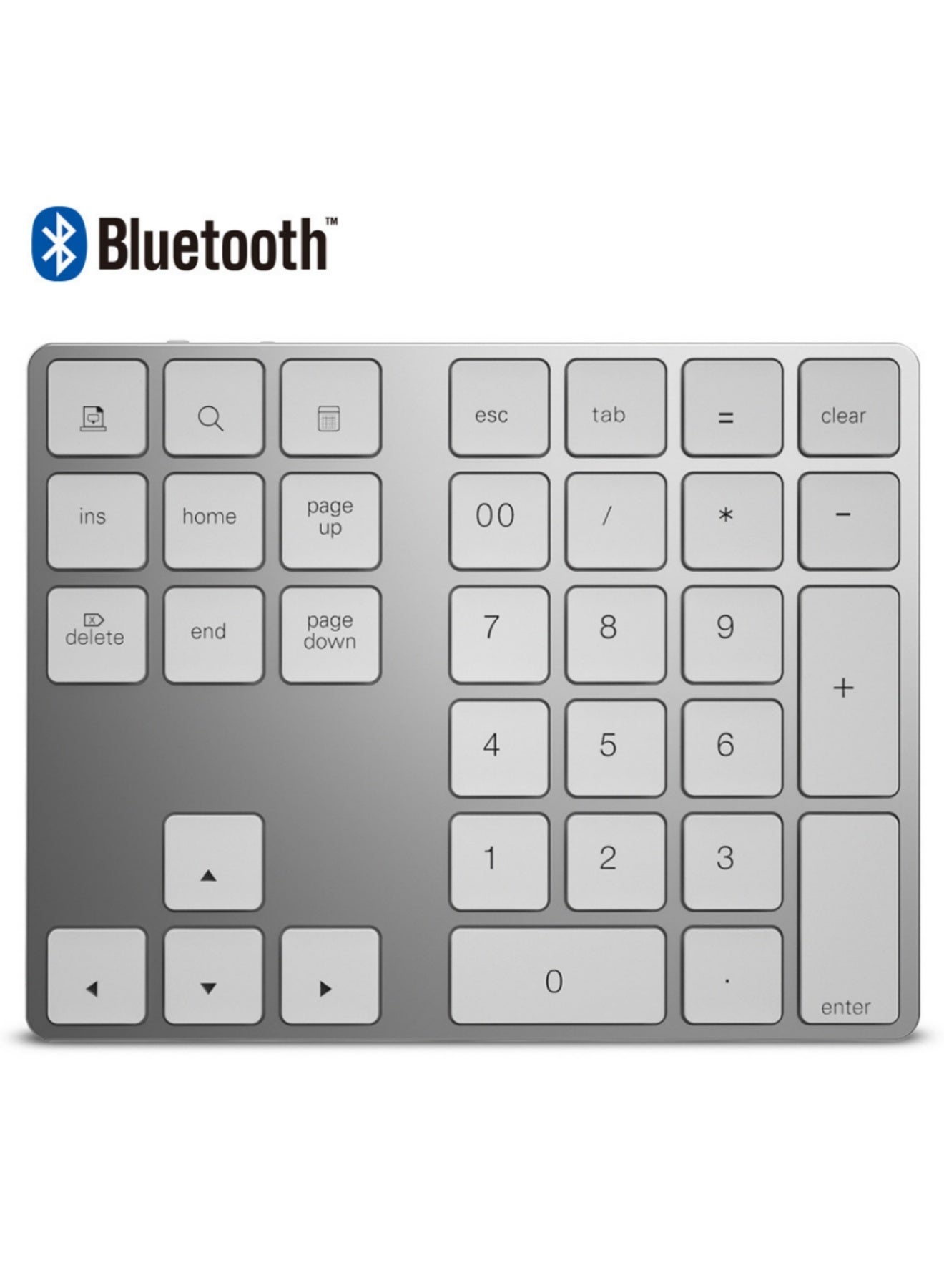 Compare Bluetooth Number Keypad, Aluminum Rechargeable Wireless Numeric Keypad Slim 34Keys External Numpad Keyboard Data Entry Compatible for Macbook, MacBook AirPro, iMac Windows Laptop Silver at KSA Price