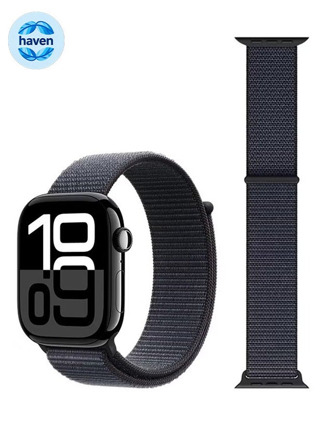 Compare Nylon Replacement Wrist Band for iWatch Series 10 46mm, Compatible with iWatch Band 42mm44mm45mm46mm49mm, for iWatch Ultra Series 10 9 8 SE 7 6 5 4 3 2 1  Deep Ink Color at KSA Price