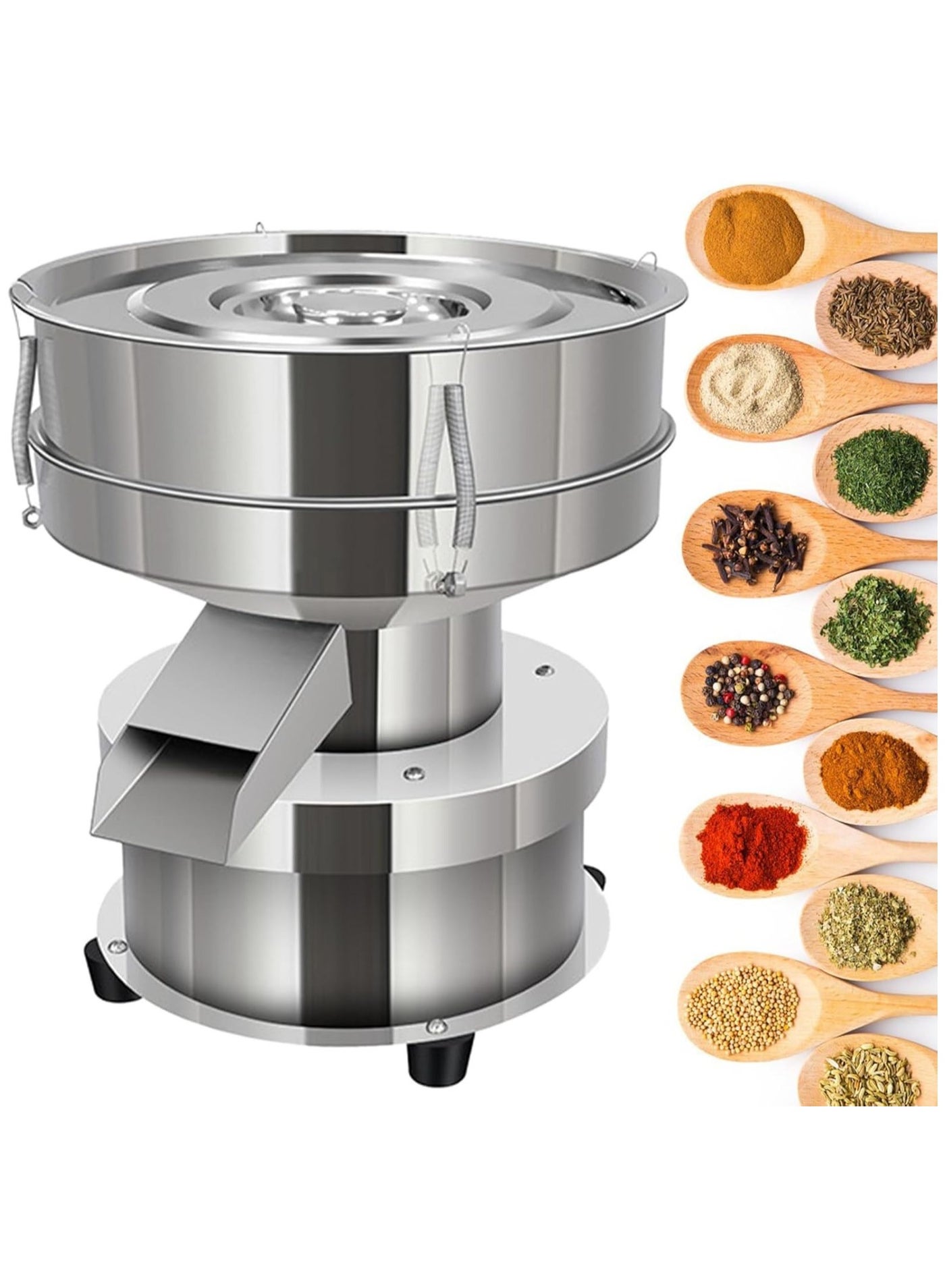 Compare LETWOO 90W Electric Vibrating Sieving Machine Automatic Sieve Shaker Stainless Steel Sifter Shaker Machine 200 Mesh 250 Mesh 300 Mesh Flour Sifter 14001680 MIN for Powder Particles Liquid at KSA Price