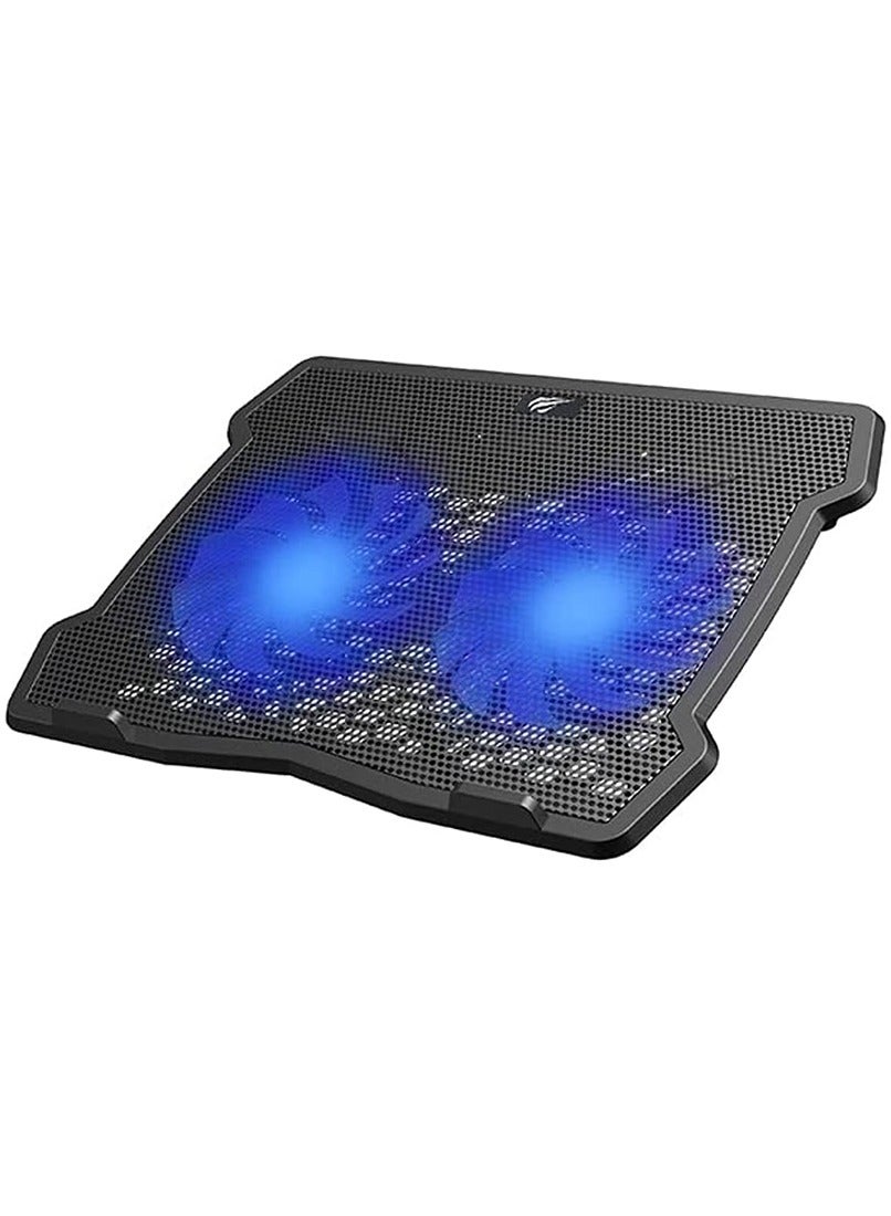 Compare HAVIT F2075 Cooling Blue LED Light Laptop Pad, 2 Powerful Fans, 2 USBA Charging, Black at KSA Price