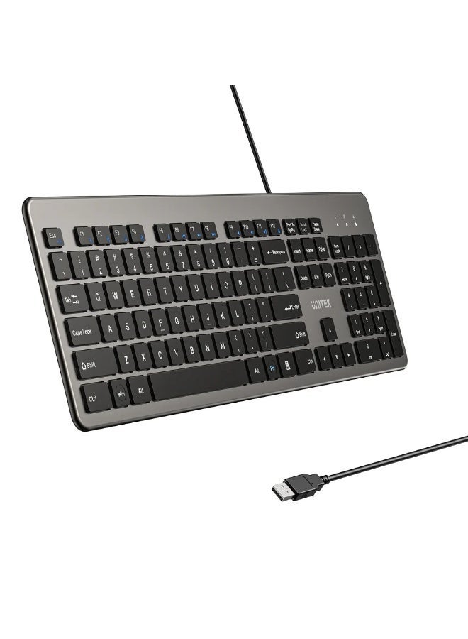 SlimTap Ultra Light Wired Keyboard – 104 Keys, Silent…