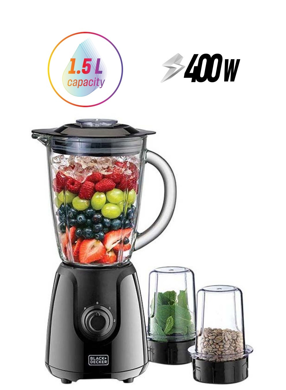 Compare Electric Glass Blender With 2 Grinding Mil 1.5 L 400 W BX440GB5 Black at KSA Price