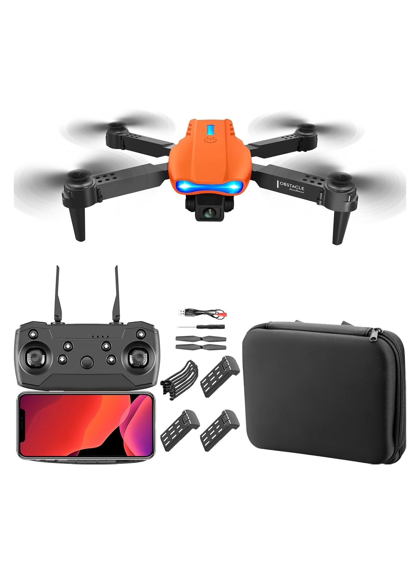 Compare E99 Foldable Drone with 8K Dual HD Camera – RC Quadcopter for Beginners, Travel, and Aerial Photography | Smart Obstacle Avoidance, Altitude Hold, OneKey Return, App Control, Multicolor at KSA Price