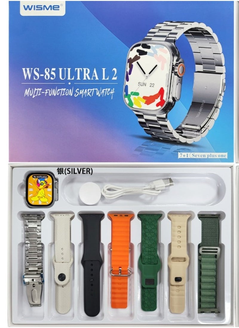 Compare 7 in 1 WS 85 ULTRA2 Smart watch set with, 7pair Straps, waterproof, Long battery life Health smart watch Silver at KSA Price