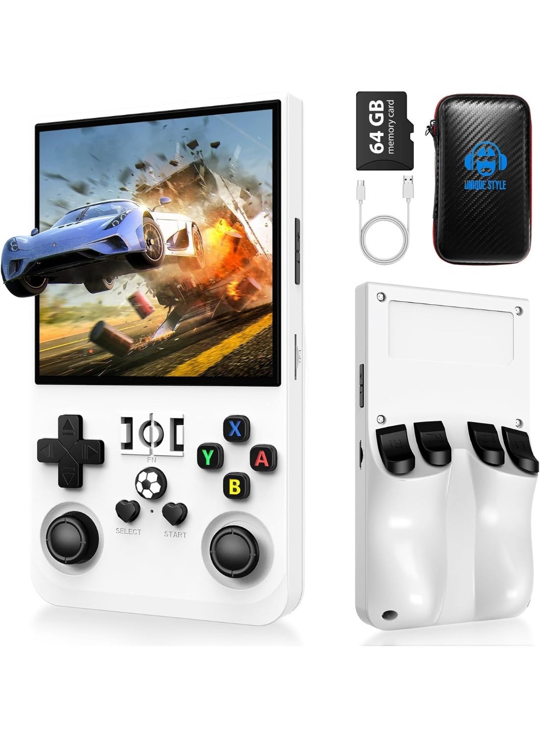 Compare Retro Handheld Game Console with Storage Pouch – 4.0 Inch IPS HD Screen, Open Source Linux System, Supports 20+ Emulators & 18,000+ Classic Games, Portable Handheld Gaming Device with 16GB–256GB TF Card, 1GB RAM + 8GB Storage, 720P Resolution Assort at KSA Price
