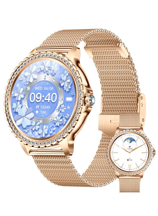 Compare Fashion Smartwatch BT Call 1.32inch Round Screen Fitness Tracker Life Waterproof Womens i58 Smart Watch Gold at KSA Price