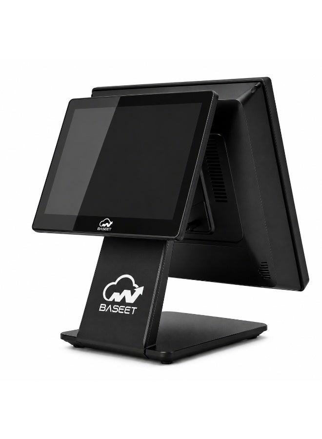 Compare AL BASEET Dual Screen POS System, Intel Core i5 6th Gen AllinOne Touch POS Terminal, 15.6 Inch Main + 10.1 Inch Customer Display, 8GB RAM, 128GB SSD, WiFi, Bluetooth, LAN & 5 USB at KSA Price