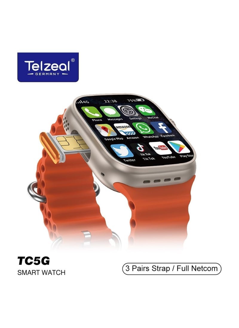 Compare Telzeal TC5G Smart Watch with Full Netcom ConnectivitySim Slot 3 Pair Straps and Wireless Charger Designed For Ladies and Gents at KSA Price