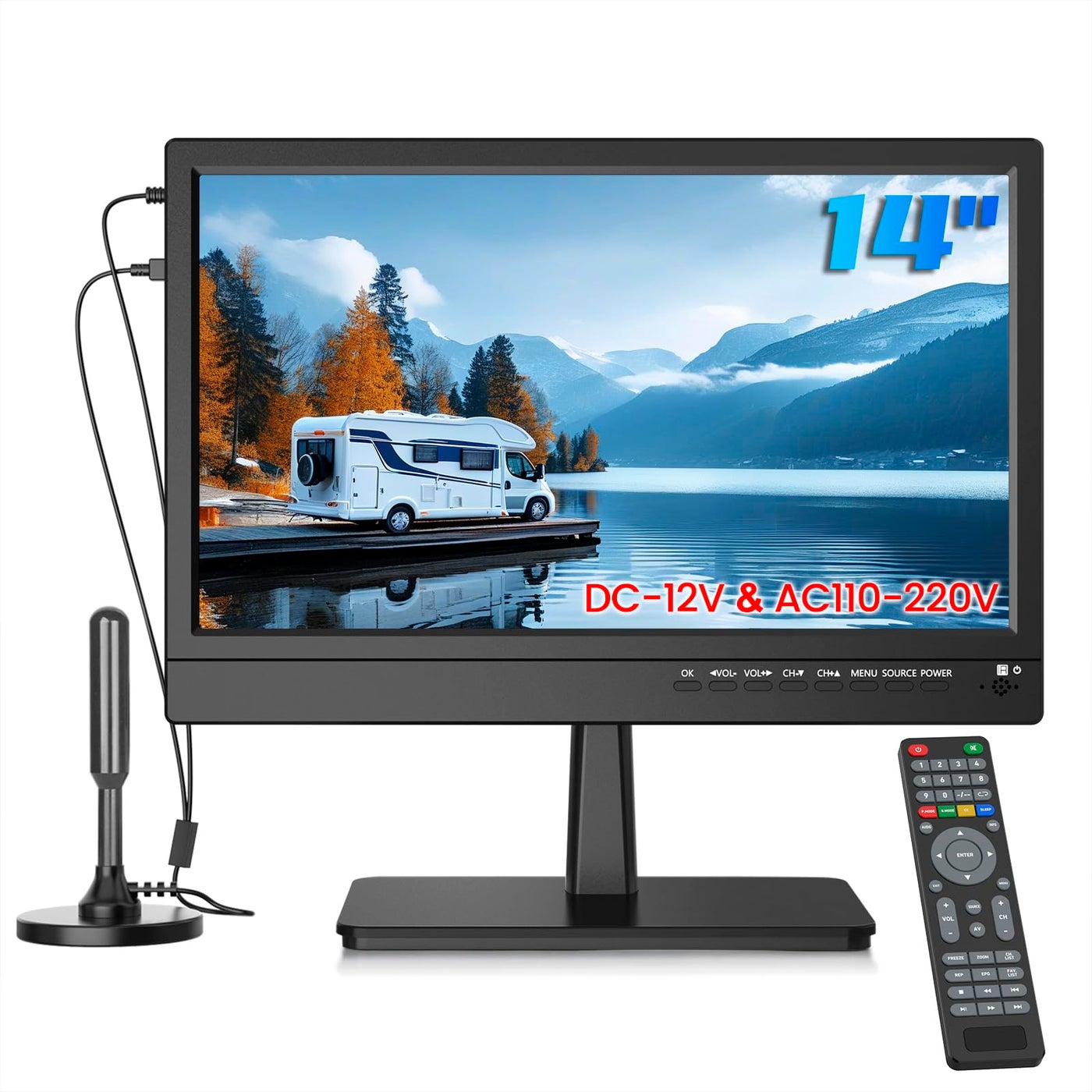 Compare ZOSHING 14 Small 1080P screen TV with freeview Reception and Aerial,Two Power ACDC12V,HDMIUSBVGA Input Ports for CamperMonitorskitchens at KSA Price