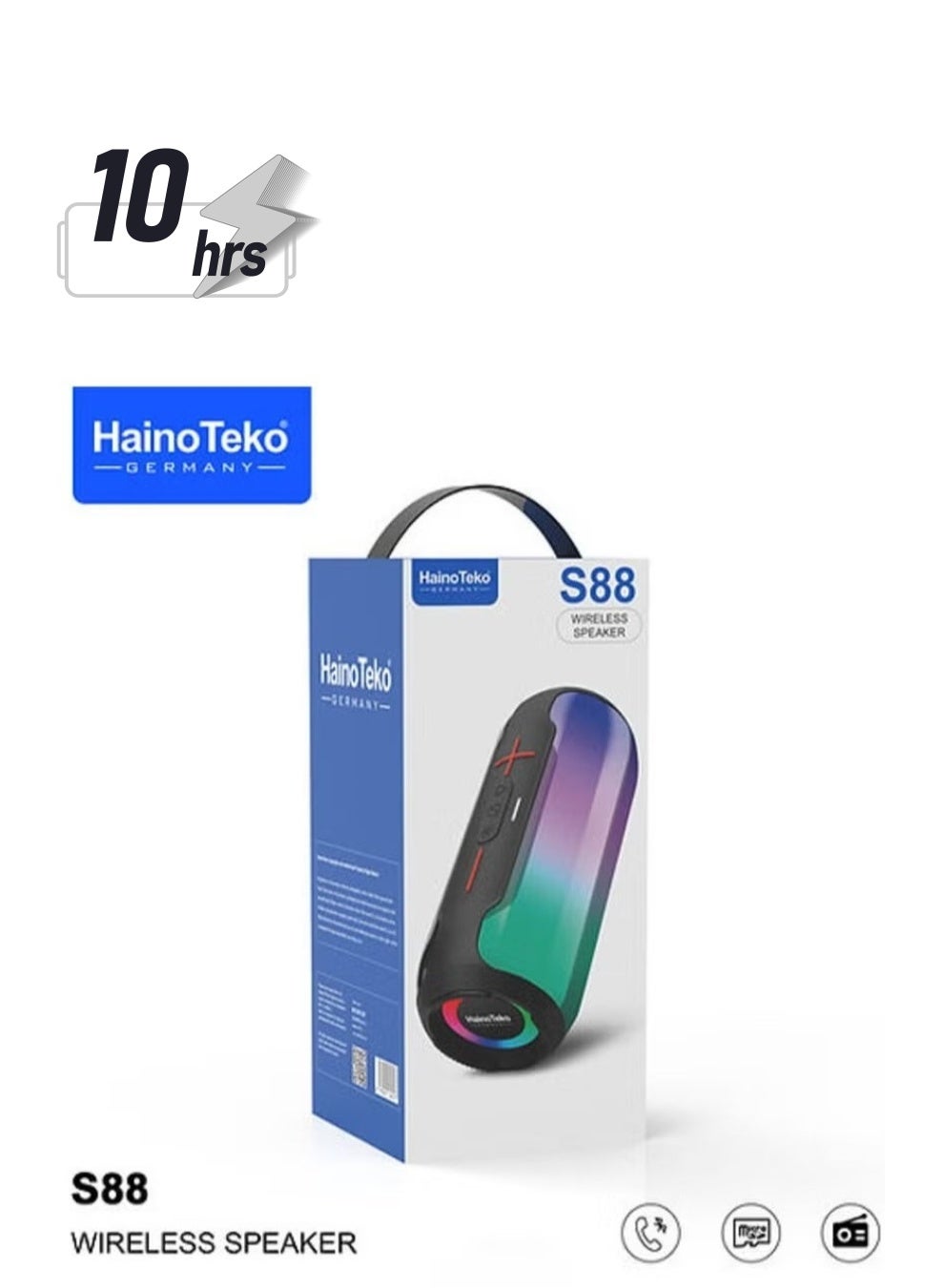 Compare S88 Wireless Bluetooth Speaker with LED Light, Button Control, and Powerful Sound – Sleek Black Design, 10Hour Battery Life, Deep Bass, Perfect for Home, Outdoor, and Parties at KSA Price