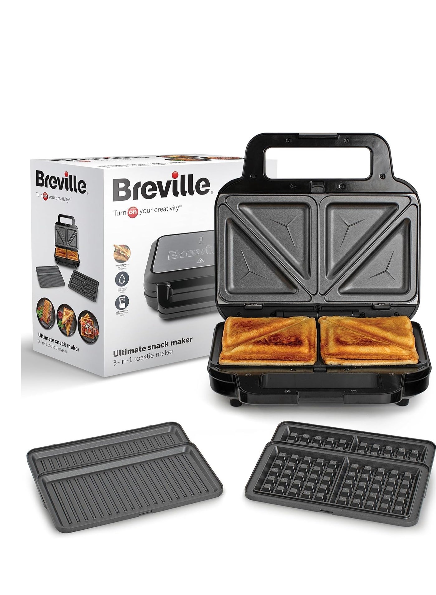 Breville 3-in-1 Snack Maker VST098 – Sandwich, Waffle…