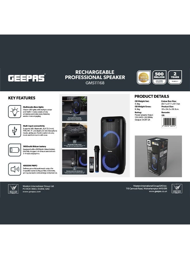 GEEPAS GMS11168 RECHARGEABLE PROFESSIONAL SPEAKER…