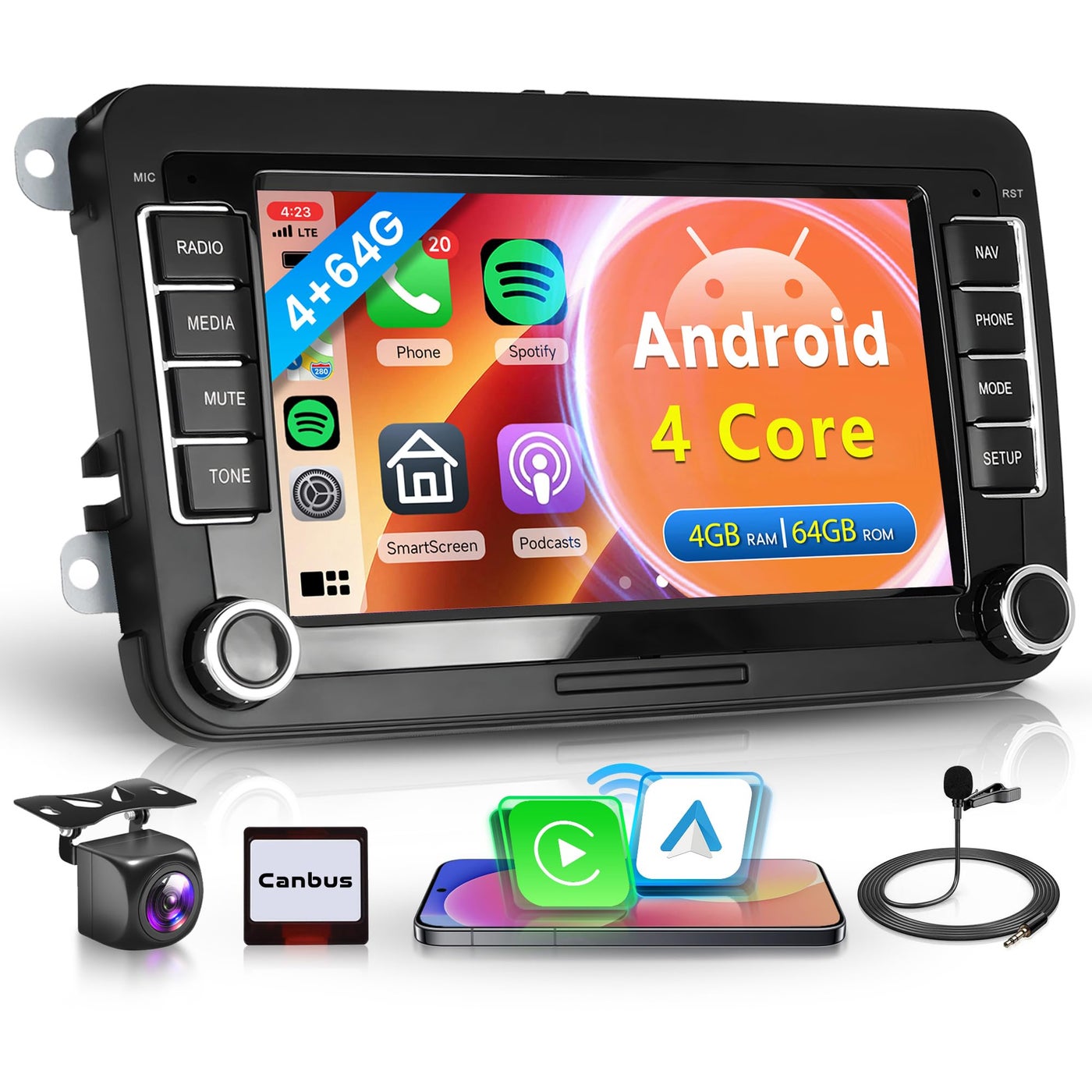 Compare 4G64G Car Radio Stereo for VW Passat Jetta Tiguan Golf MK5 MK6 T5 EOS Polo Android Rimoody 7 Wireless Carplay Android Auto Mirror Link GPS 4GWiFi BT 50 FMAMRDS DSP Camera at KSA Price