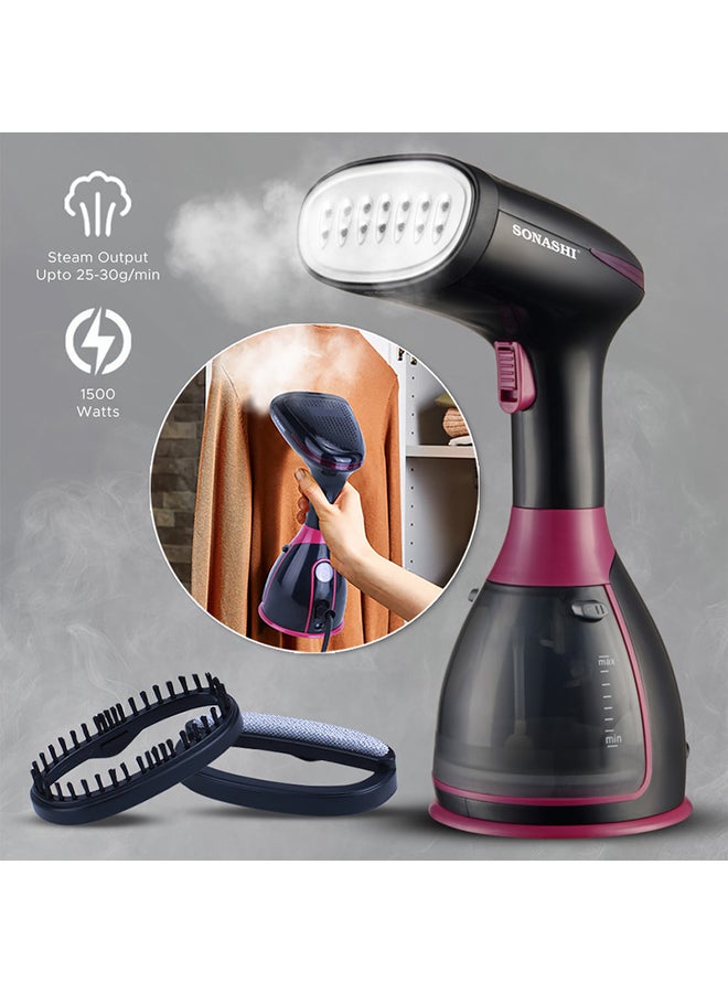 Compare Portable Handheld Garment Steamer |1500W| 280 ML| Upto 30gmin Continuous Powerful Steam | 35 Sec Fast Heatup| Ultra Easy Wrinkle Remover| TravelFriendly | with Fabric Brush  Hair Brush & Cup | SGS327 BlackPink 280 ml 1500 W SGS327 BlackPink at KSA Price