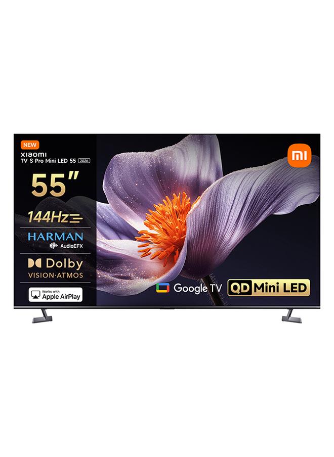 Compare TV S Pro Mini LED 55 2026 | QDMini LED Dispaly| 4K UHD | 144Hz refresh rate | Dolby Audio & Atmos, Google TV |Lowreflection display ELA6304GL Black at KSA Price