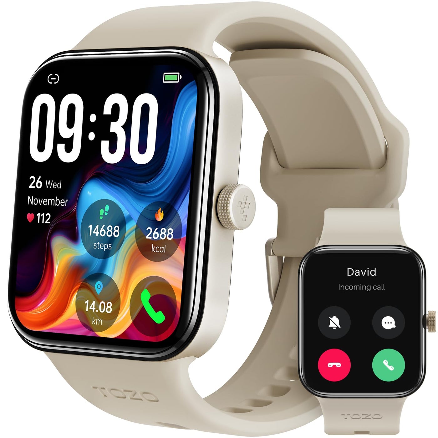 Compare TOZO AMOLED S4 AcuFit One Smart Watch 1.78 UltraClear Screen for Men Women, CallAnswer Fitness Tracker, Heart Rate Sleep Blood Oxygen Monitor IP68 Waterproof for iOS 11.0+ Android 9.0+ Gold at KSA Price