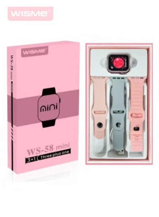 WS58 Mini Smartwatch with 3 Interchangeable Bands…