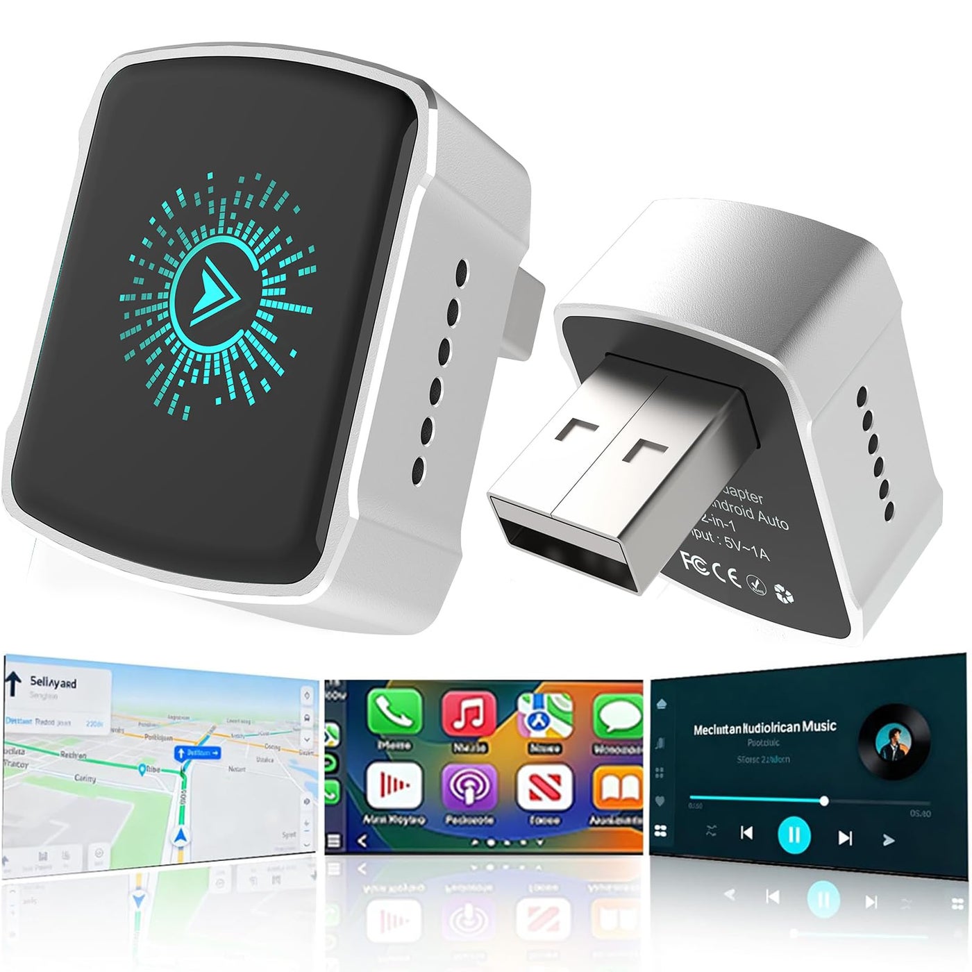 Compare Wireless CarPlay Adapter & Android Auto 2in1  Mini USBUSBC Adapter Converts Wired to Wireless, Plug & Play, Stable LagFree for iPhone & Android 2026 Upgraded at KSA Price