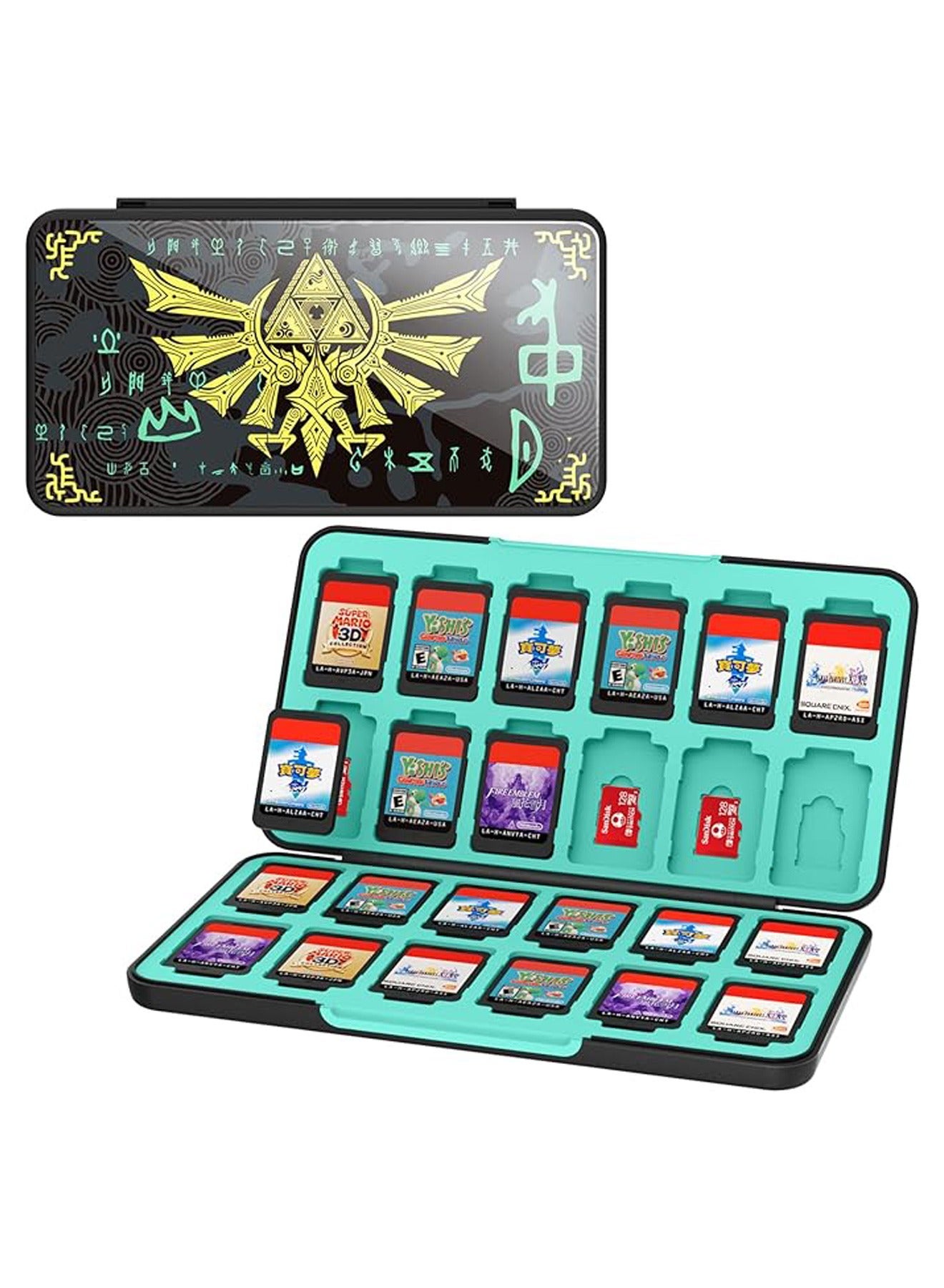 Compare Switch Game Card Storage Box for Nintendo SwitchSwitch OLEDSwitch Lite, Gradient Colour Lining Games Card Holder with Portable Compact Storage Case Box, 24 Game Card Slots and 24 Micro SD Card Slots at KSA Price