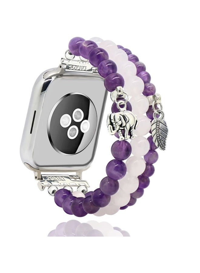 Natural Stone Beaded Bracelet Compatible with Apple…
