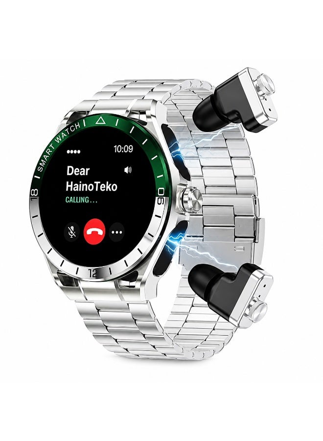 Compare ST14 Watch Buds Smartwatch with Builtin Wireless Earbuds Bluetooth Calling, AMOLED Display, 3 Interchangeable Straps, Health Monitoring, MultiSport Modes & Long Battery Life Designed for Men at KSA Price