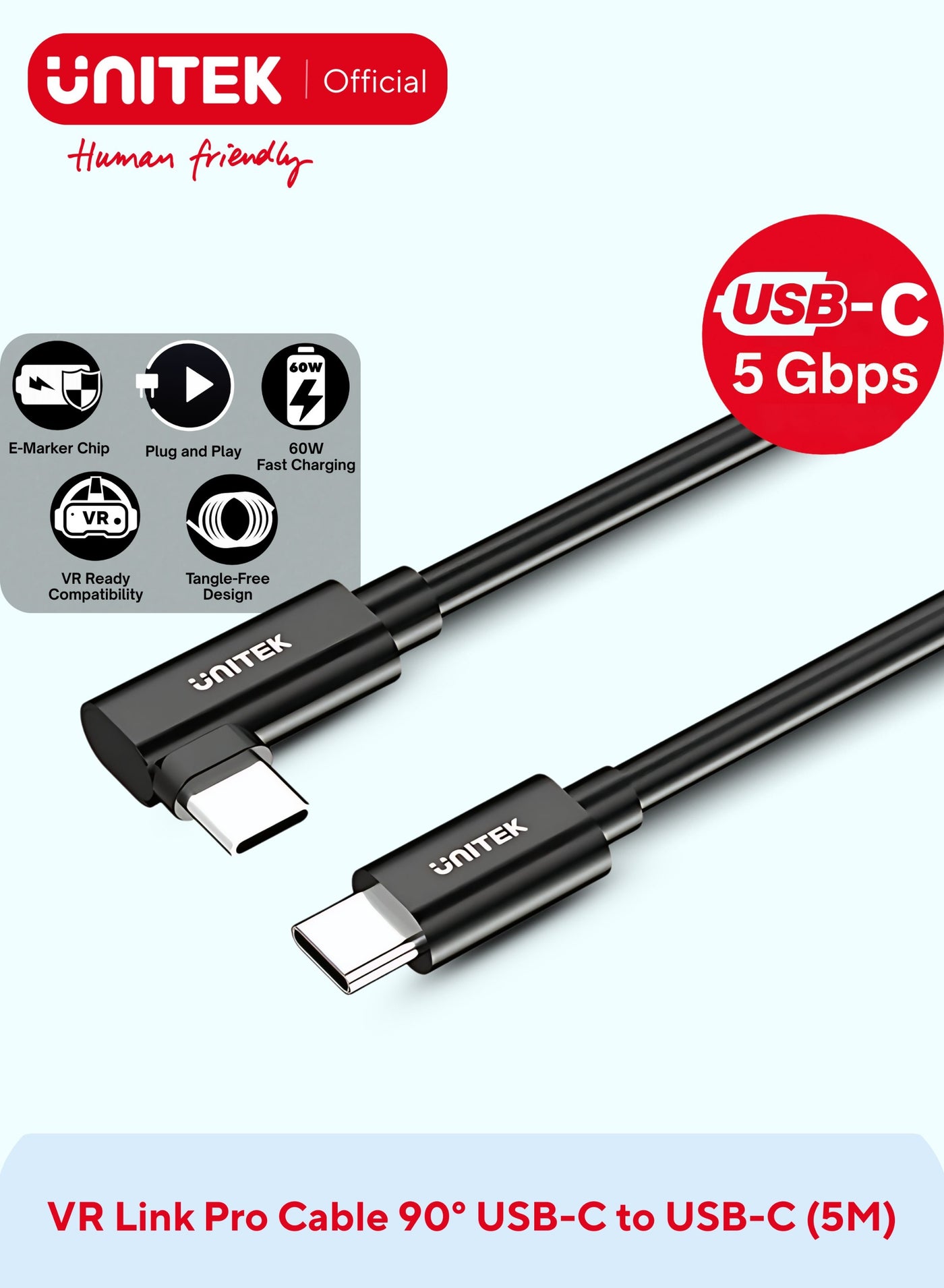Compare VR Link Pro Cable 5M, 90° USBC to USBC, 5Gbps Data, 60W PD, for Quest & Pico Headsets at KSA Price