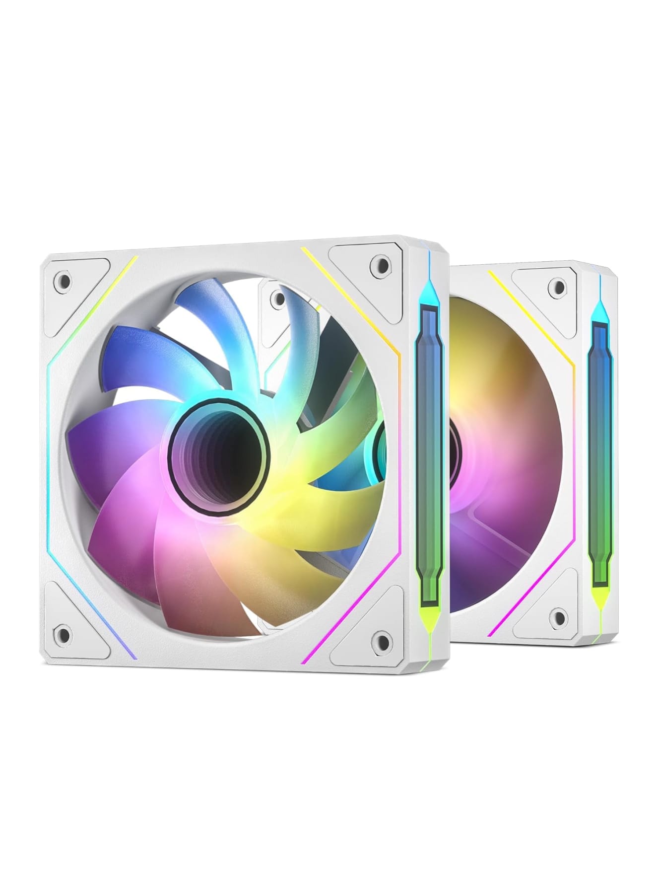 Compare 120mm PC Fan, Reverse Blade RGB Cooling Fan with Infinite Mirror Design, PWM Smart Control and Hydraulic Bearing for Quiet Stable Operation, High Airflow Fan for Gaming PC or Desktop, 2 Pack White at KSA Price