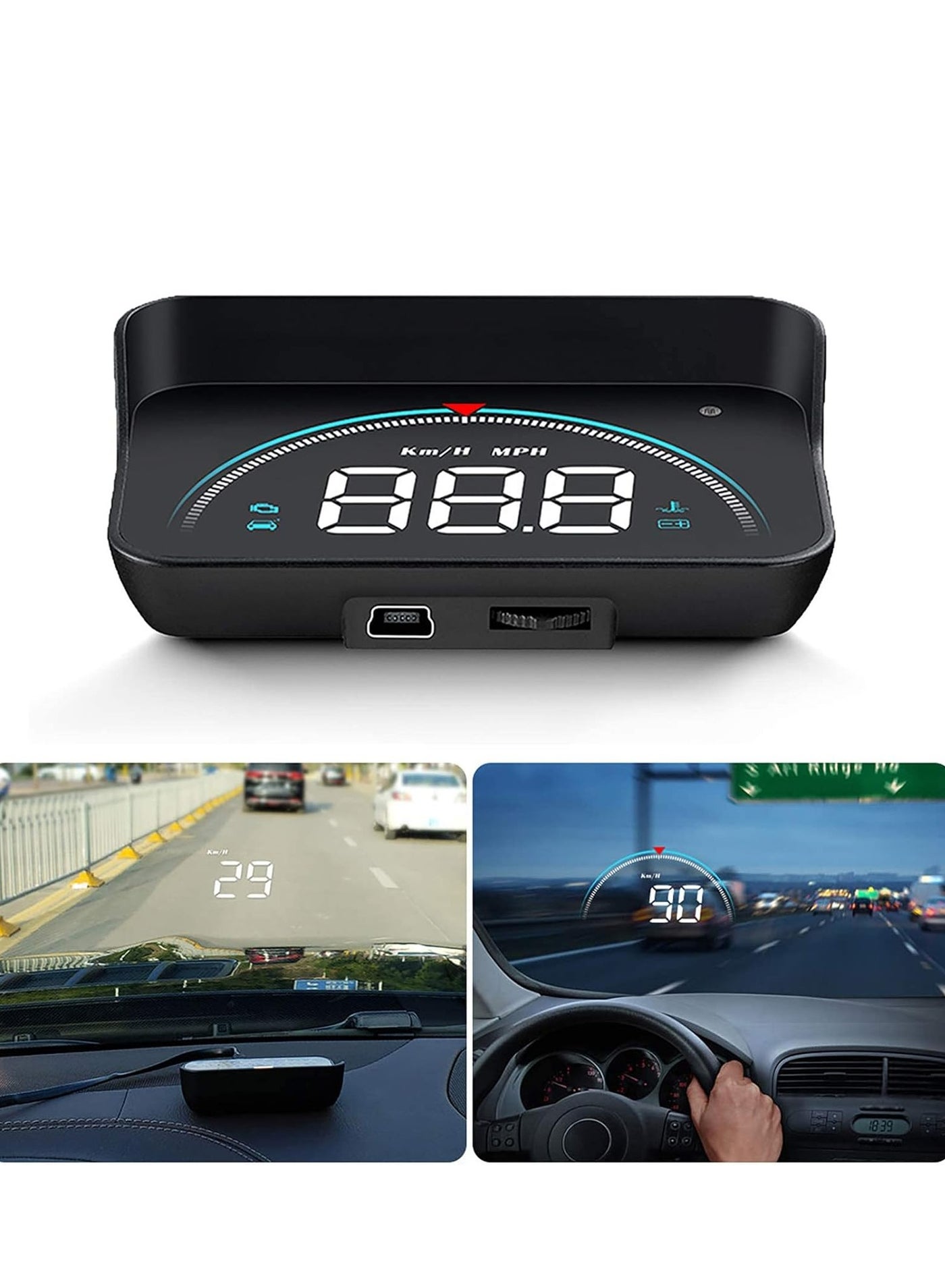 Compare Alayjah,Head Up display,1 Piece, Vehicle Speedometer, Multifunctional Over Speed Warning system,Easy Installation,Compact Size,LED Display,10900062 at KSA Price