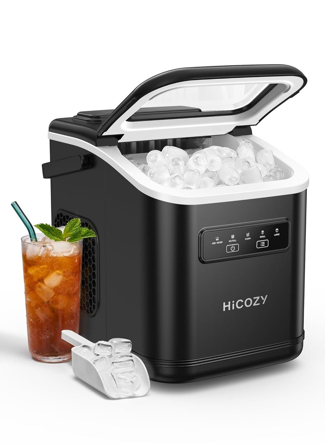 Compare Ice Maker Machine – 15kg Daily Capacity, 1.4L Water Tank, 9 Ice Cubes in 6–8 Minutes, 2 Ice Sizes – for Home, Kitchen, Office, or Gatherings – Black at KSA Price