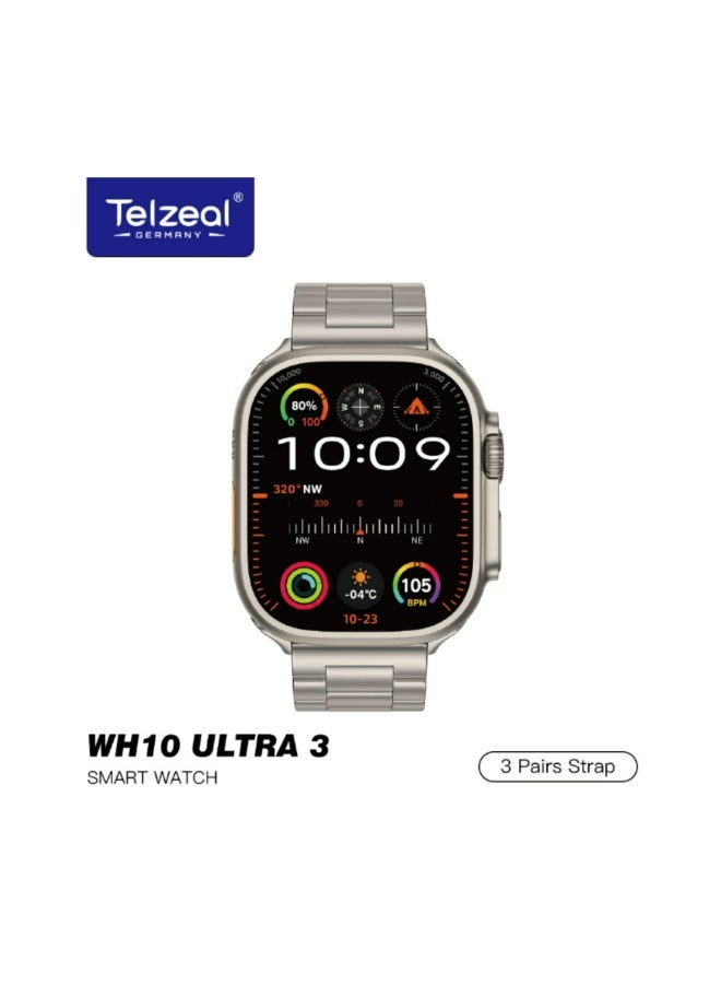 WH10 Ultra 3 (3Pair strap/Wireless Charging) Smartwatch…