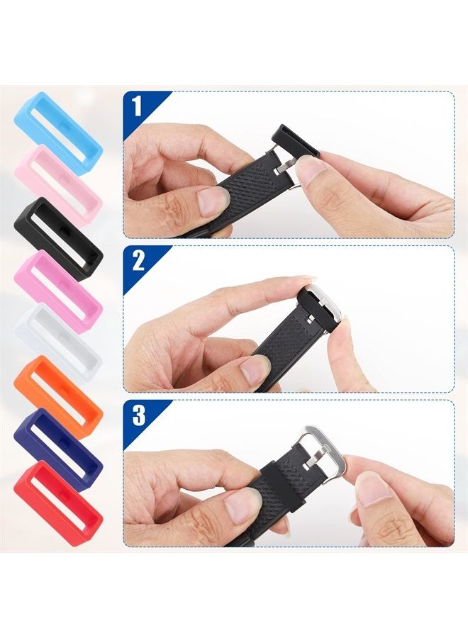 Compare 8pcs 22mm Watch Strap Holder Loop, Silicone Watch Band Keeper Multi Colors Holder Loops Watch Band Loop Watch Fastener Rings for Smartwatch Band Wristband at KSA Price