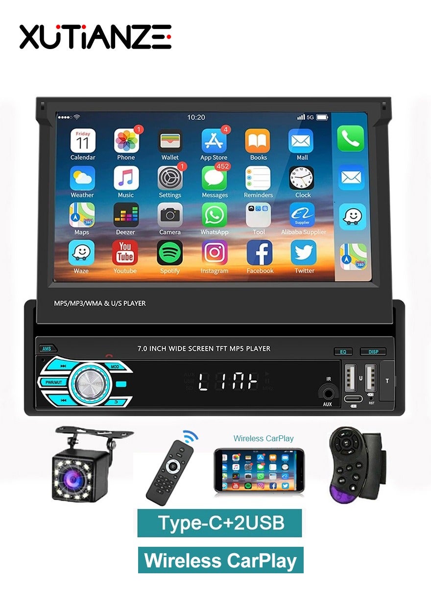 7-Inch Retractable Smart Car Screen – Wireless CarPlay…