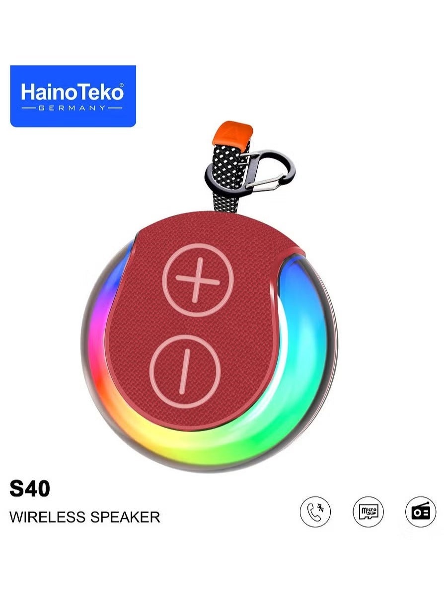 Compare S40 Portable Wireless Bluetooth Speaker with HIFI Sound Quality, Button Control, RGB Lighting  Deep Bass, Long Battery Life, Compact & Durable Design for Home, Outdoor, and Travel Use – Red at KSA Price