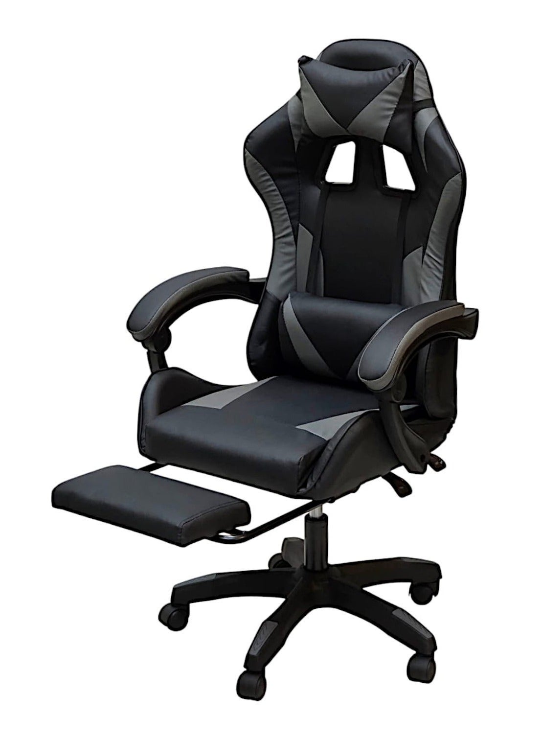 Compare SBF Gaming Chair with Footrest – Ergonomic High Back PU Leather Office & Computer Chair, Adjustable Height, Reclining Backrest, Headrest & Lumbar Support, Grey Black at KSA Price