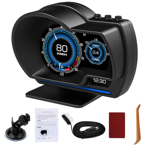 Compare OBD2 Head Up Display for Car, HUD Speedometer for Car with OBD2 GPS Digital Speedometer Dual System Car Speedometer MPH with Water TEM, Volt, Mileage, Overspeed & Fatigue Driving Alarm, RPM at KSA Price