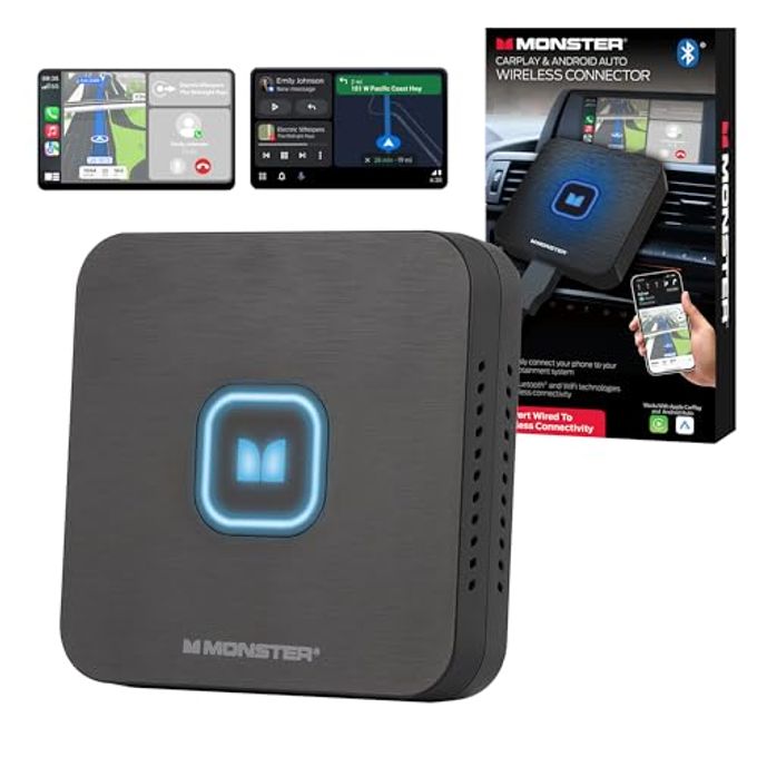 Compare Wireless Carplay Adapter, Wireless Android Auto Adapter, Convert Wired To Wireless Carplay & Android Auto, Compact Dongle For Factory Wired Carplay Cars, UsbC & UsbA Cables Included at KSA Price