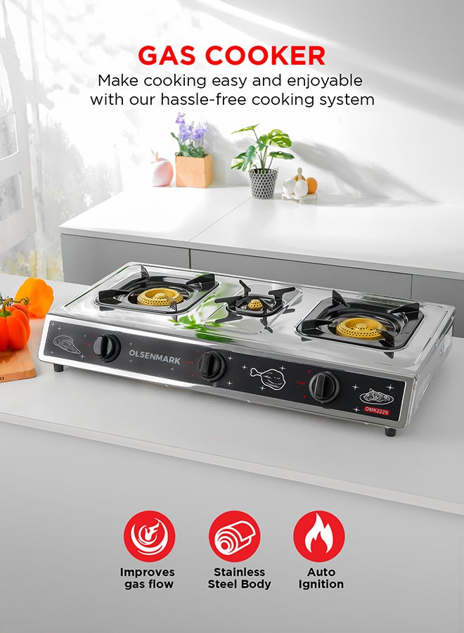 3 Burner Stainless Steel Gas Stove Cooktop OMK2229…
