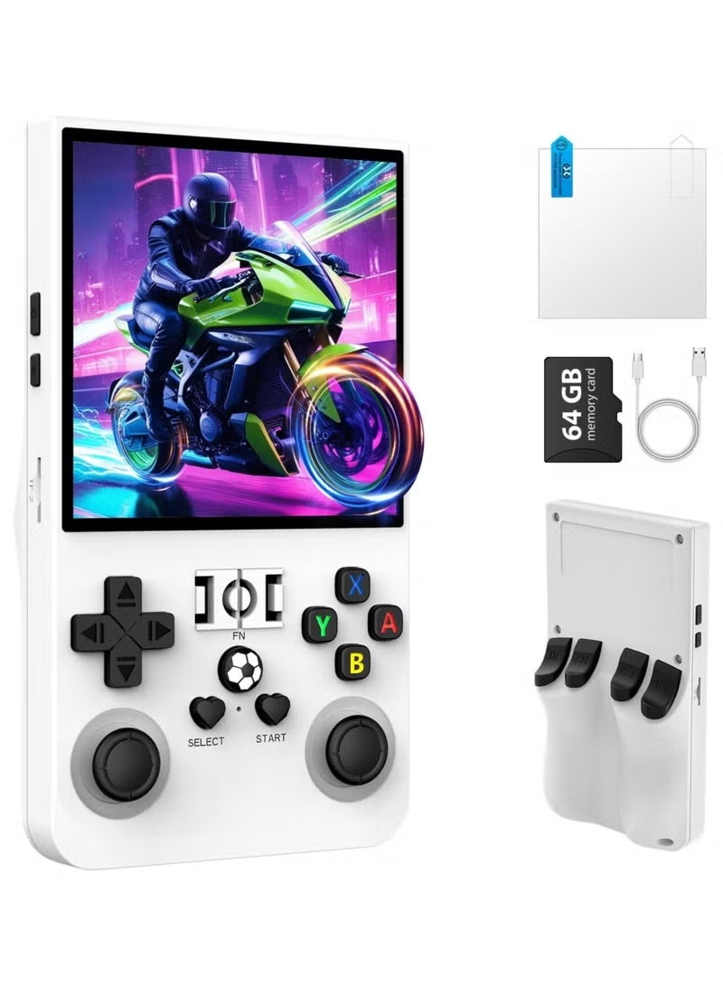 Compare R36MAX Retro Handheld Game Console with 4.0 Inch IPS HD Display, 64GB BuiltIn Games, Linux Gaming System, 4000mAh Rechargeable Battery, Classic Arcade Emulator, Portable Video Game Player, White at KSA Price