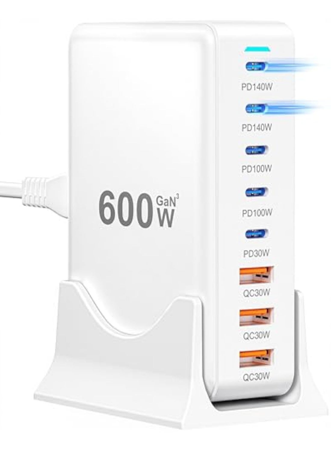 Compare 600W USBC Charger  140W Charging Station, 8Ports 100W Fast GaN Charger Compatible with MacBook Pro16, Laptop, iPhone 171615, Samsung Galaxy S25 at KSA Price