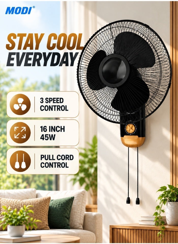 Compare 45W Powerful Wall Fan with 3Speed Control & WideAngle Airflow, Silent Operation, Adjustable Tilt, HighSpeed Motor for Home, Office & Bedroom Cooling – Black at KSA Price