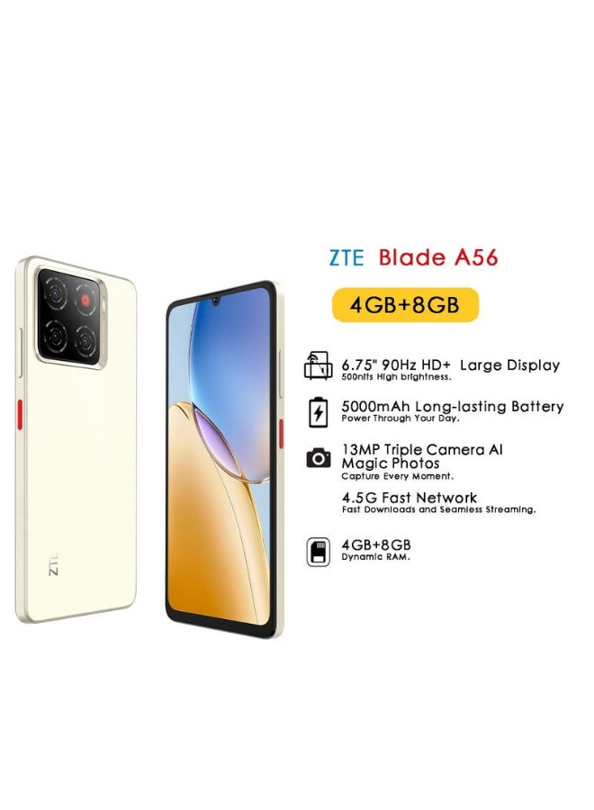 Blade A56 Dual SIM Floating Gold 4GB+8GB RAM…