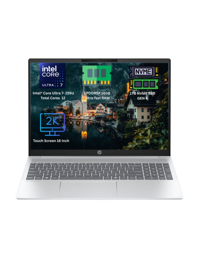 Compare OmniBook 5 16AF1017WM  2026 Laptop – 2nd Series  Intel Core Ultra 7255U  16inch Touch Screen LED Display 2K16GB RAM1TB SSDIntel GraphicsWindows 11 Home EnglishArabic Glacier Silver at KSA Price