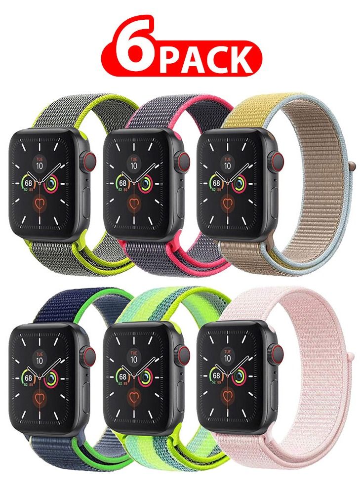 Compare 6 Pack For Apple Watch 41mm 40mm 38mm Nylon Sport Loop Band Compatible With iWatch Series 7 SE 6 5 4 3 2 1 Men Women Braided Stretchy Nylon Loop Bands at KSA Price