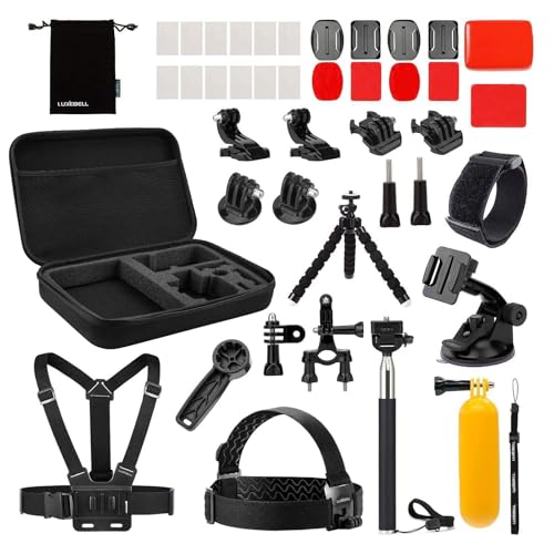 Compare Luxebell Action Camera Accessory Kit for GoPro Hero Black Silver 13 12 11 10 9 8 7 6 5 4 Session Max Akaso Xiaomi Accessories Tripod Head Chest Bike Mount Carrying Case at KSA Price