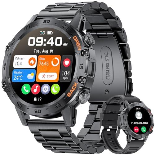 Compare SUNKTA Military Smart Watch for MenAnswerDial Calls,5ATM Waterproof Fitness Watch,100 Sports Modes, with Blood PressureHeart RateSpO2 for AndroidiOS,1.39HD DIY Screen Smart Watch at KSA Price