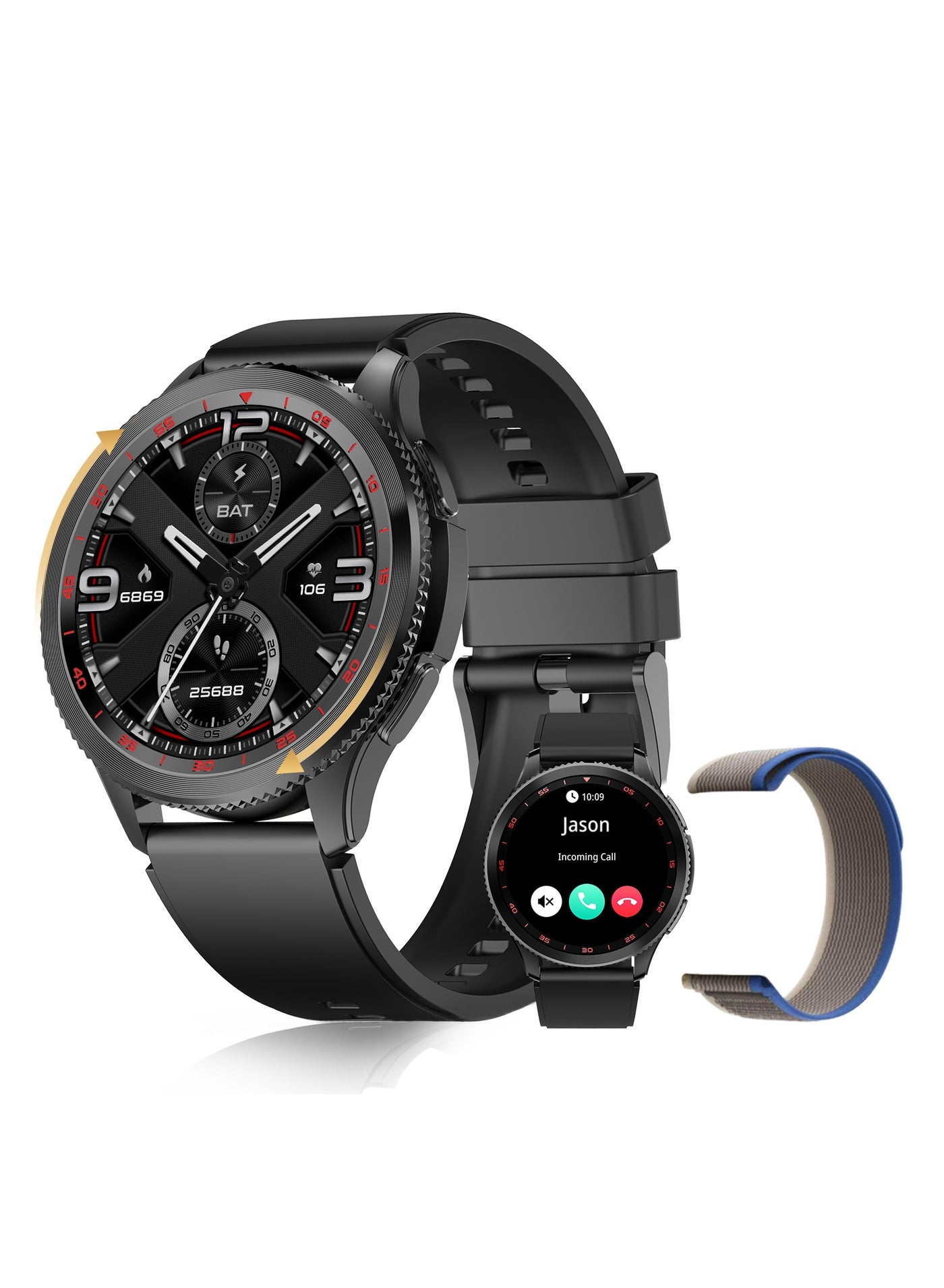Compare PEJE Rotatable Dial Smart Watches for Men  1.43 AMOLED, Call Function, 123+ Sports Modes, 3ATM Waterproof. Tracks SpO2Heart RateSleep. Includes Spare Strap. AndroidiOS Compatible.Black at KSA Price