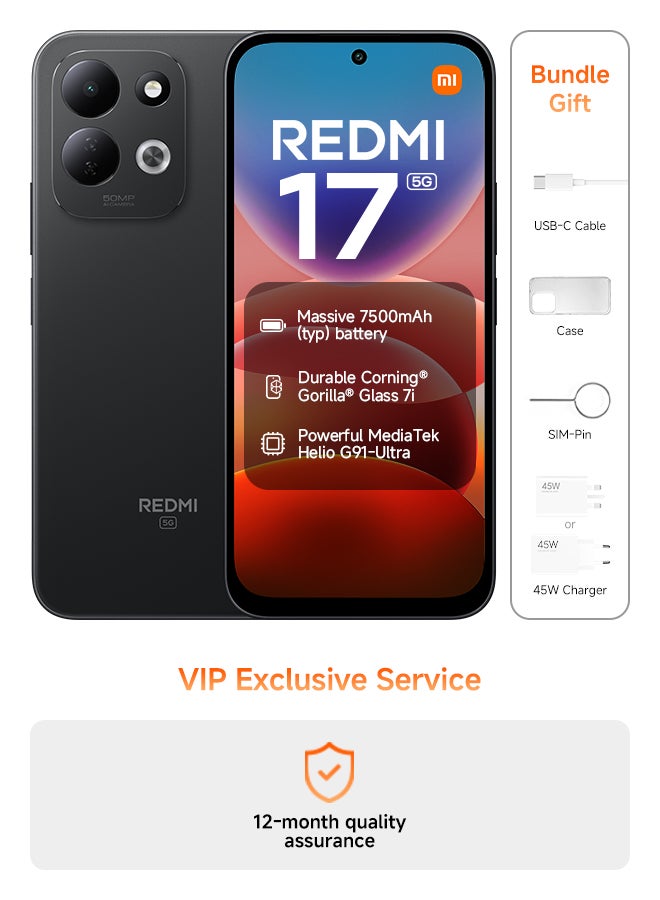 Redmi 17 Dual SIM 5G Black 6GB RAM…