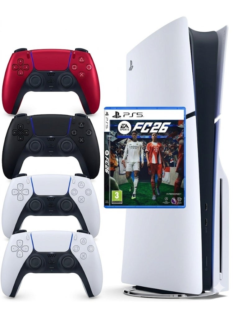 Compare PS5 Console Bundle with 4 DualSense Controllers + FC 26 Game | PlayStation 5 Multiplayer Gaming Pack | Ready to Play at KSA Price
