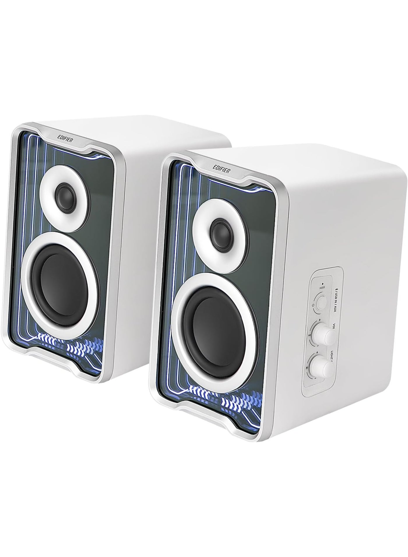 Compare Edifier QR30 2.0 Desktop Active Speaker, Compact Bluetooth V5.4 Computer Speakers, Wireless Bookshelf Speaker, 30W RMS, 3.5mm AUX & USBA Wired Input, Dynamic Light Effects, App Control, White at KSA Price